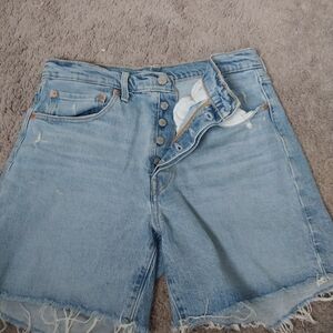 Levi's Light Blue Jean Shorts with Frayed Hem